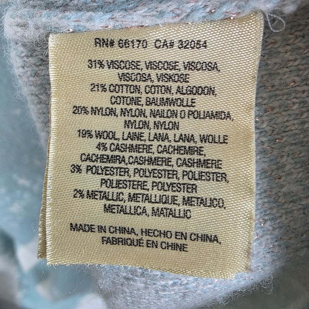 Sleeping on Snow Anthropologie Blue Cream Metallic Marble Knit Sweater‎ Small - Picture 5 of 7